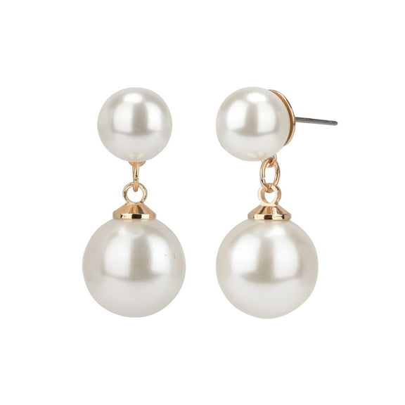 Time and Tru Adult Women's Gold Tone Faux Pearl Drop Metal Earring