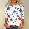 thumbnail image 2 of Tops, Casual 3/4 Length Sleeve 4Th Of July Collar Pullover Top Red White And Royal Blue T Shirt Women Tops Long For Goth Clothes Tops Business Casual Short Tops Casual (XL, White) ZMTing, 2 of 4