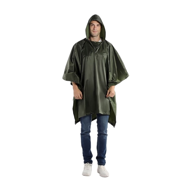 Bewildely Capa de lluvia Senderismo Poncho Impermeable a prueba de viento Impermeable Caminar Mujeres Hombres Ropa de lluvia Cubierta de lluvia para Paraguas de lluvia Verde Bewildely HA067073-05