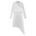 thumbnail image 5 of YiZYiF Lyrical Dance Dress for Women Sequins Long Sleeve Tulle Skirt Contemporary Dancing Clothes White M, 5 of 7