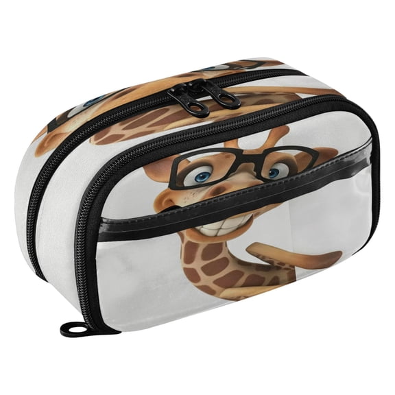 Large Pencil Pen Case Capacity PVC Pencil Pouch Makeup Bag for Women Man, Funny GiraffePrinted