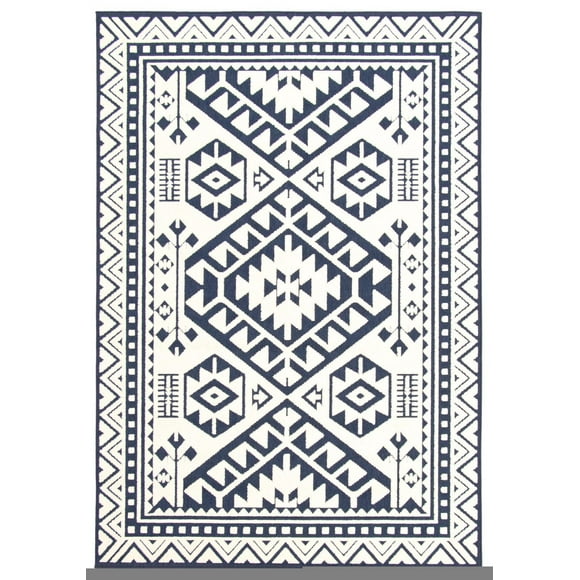 Tapis Intérieur/Extérieur pour Balcon, Patio et Jardin ECARPET Aaya Bleu