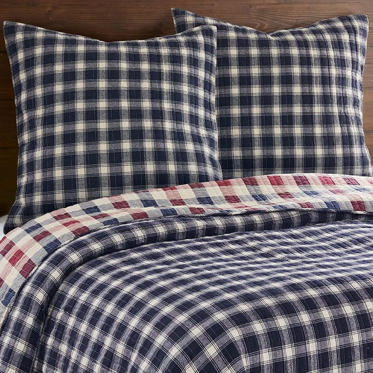 Navy buffalo check euro sham online