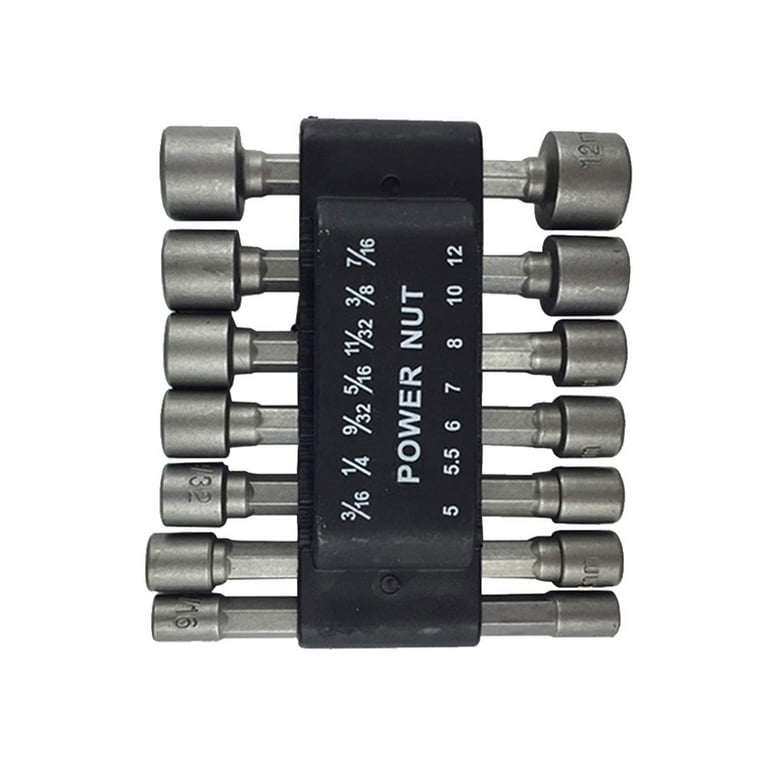 5 12mm Magnetic Hex Nut Driver Bit Set Metric Drill Socket Impact