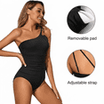thumbnail image 5 of Women's One Shoulder One Piece Swimsuit Tummy Control Bathing Suit Modest Full Coverage Keyhole Swimwear, Leopard, 5 of 8