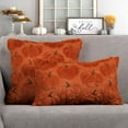 thumbnail image 4 of Fall Pumpkins Decorative Pillow Covers 16x16 Set of 2, Dark Rust Red Soft Plush Faux Fur Wool Farmhouse Throw Cushion Cases for Autumn Thanksgiving Holiday Home Decorations, 4 of 14
