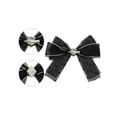 thumbnail image 3 of INSPIRE CHIC Elegant Womens Brooch Clip Bow Mesh Polka Dot Bow Tie with Beads for Special Occasions Black, 3 of 5
