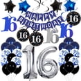 thumbnail image 1 of Kit de decoración de cumpleaños HULASO con tema azul oscuro para 16 cumpleaños, 1 of 1