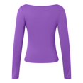 thumbnail image 5 of Women's Sexy Long Sleeve Crop Top Square Neck Basic Slim Fit T Shirt, 5 of 5