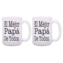 ThisWear Regalos Para Papas Mejor Papa De Todos Mug Set Papas Tazas 2 Pack 15oz Coffee Mugs