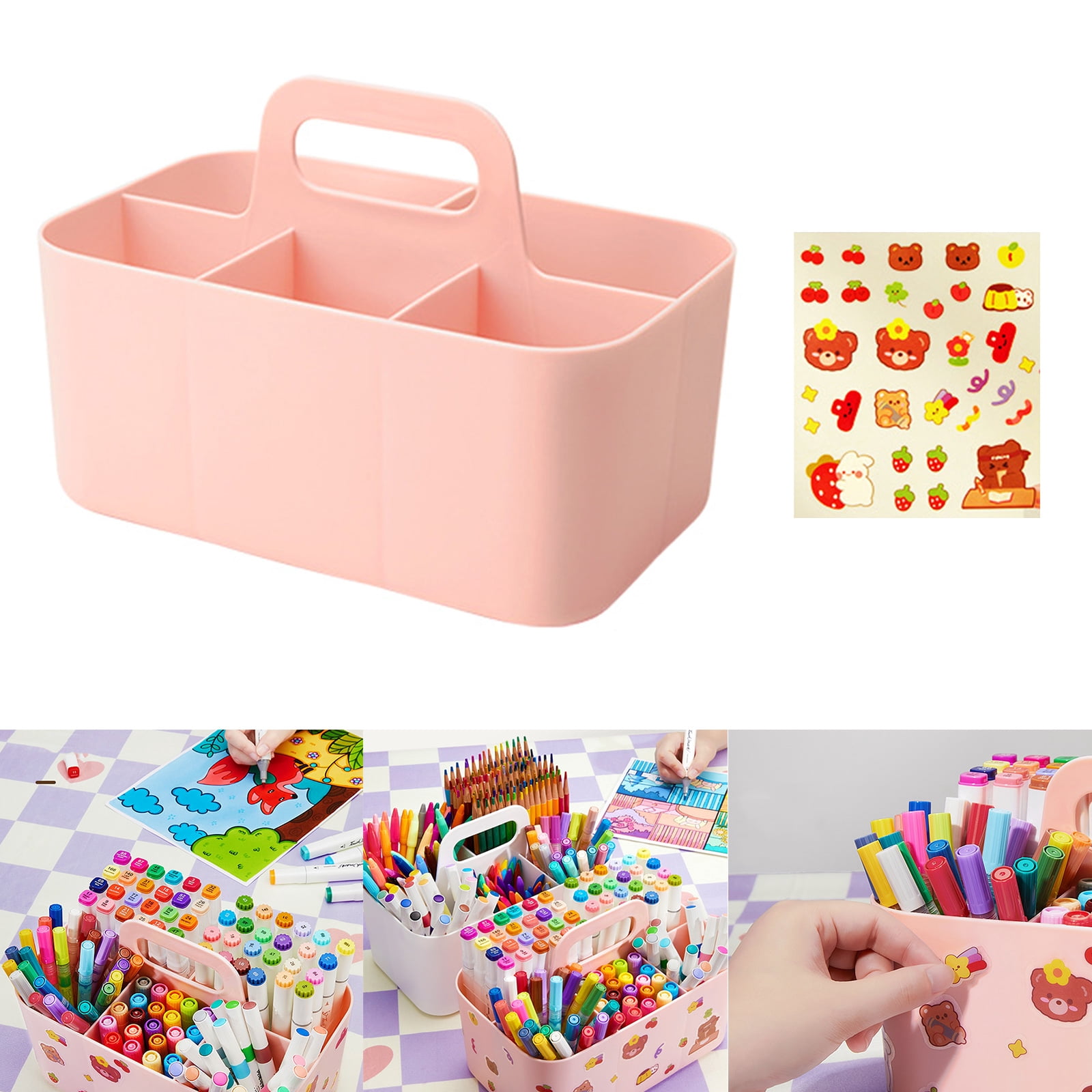 Large Capacity Desktop Stationary with Handle Watercolor Marker Caddies Art Supply Storage Holder