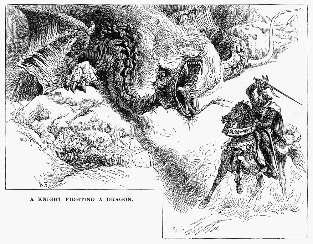 knight and dragon figures