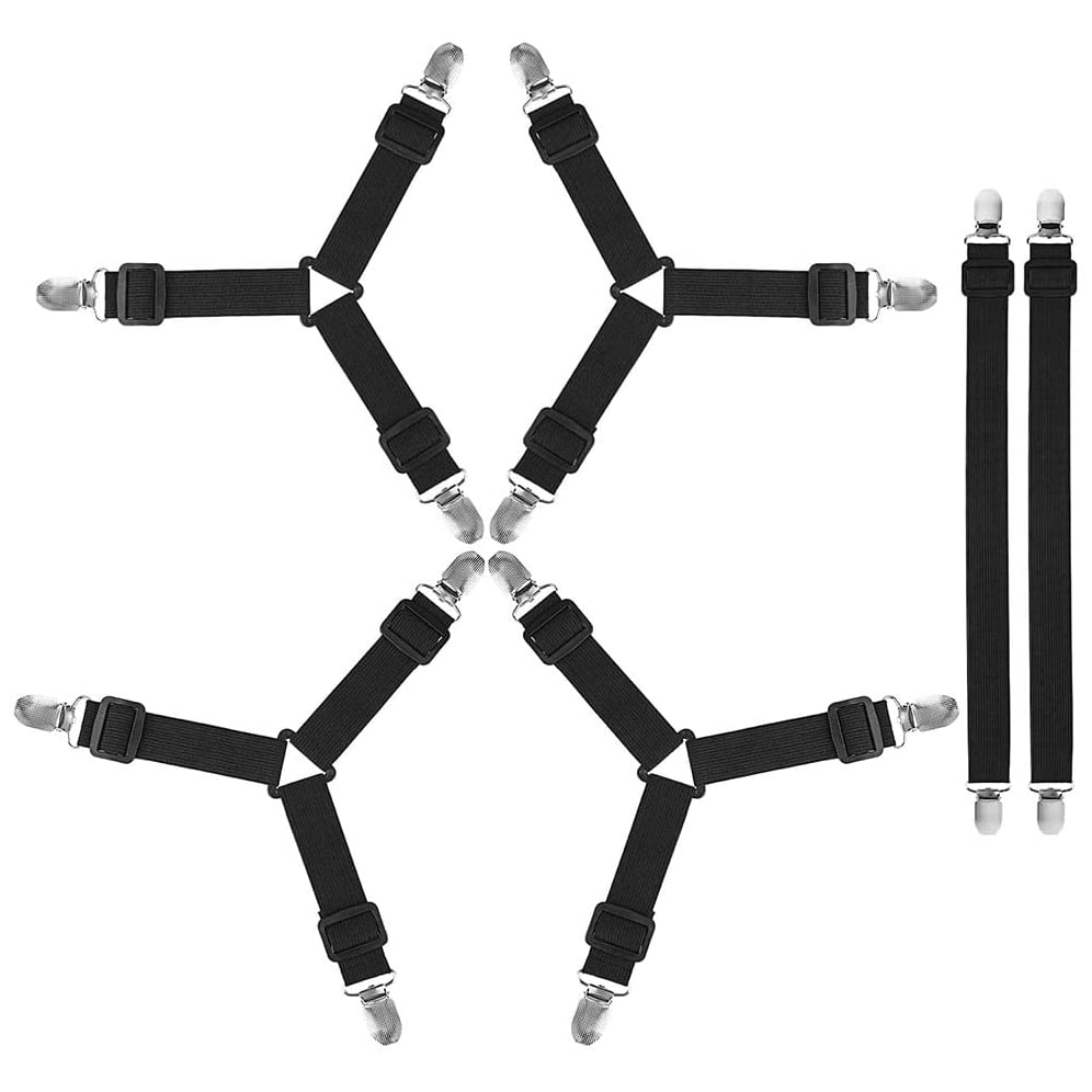 Holder Clips for Bed Sheet, 4pcs Triangle Fasteners Elastic Straps