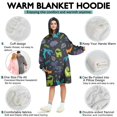 thumbnail image 5 of Wearable Oversized Blanket,DarkBlue Cartoon Dinosaurs Text Pattern Wearable Blanket Hoodie for Adults,Cozy Hooded Blankets with Super Pockets,Super Warm Fuzzy Pullover for Women & Men, 5 of 6