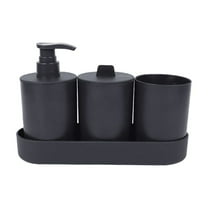 Zhuge 4-Piece Matte Black Bathroom Accessory Set - Toothbrush Holder, Tumbler & Soap Dish