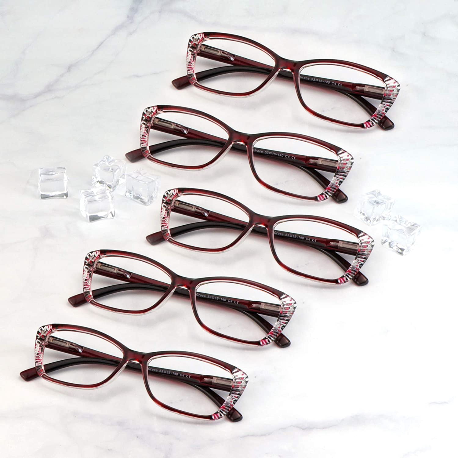 5 Pairs Reading Glasses, Blue Light Blocking Glasses, Computer Reading Glasses for Women and Men, Fashion Rectangle Eyewear Frame(5 Red, +2.75 Magnification)