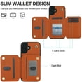 thumbnail image 6 of Allytechgroup Case for iPhone 16 Plus with Credit Card Slot, Built-in Shoulder Strap Stand PU Leather Wallet RFID Blocking Phone Case Shockproof Protective for iPhone 16 Plus, Brown, 6 of 8