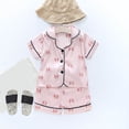 thumbnail image 2 of Cathalem Girl Shirt Short Pants Sets Ruffle Trim Flounce Short Sleeve Top and Shorts Set,Pink S, 2 of 5