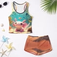 thumbnail image 4 of POLERO Girls Rash Guard Tankini Two Piece Swimsuit with Boyshorts Sea Axolotl Fish Print Sun Protection Quick Dry Beach Wear, 4 of 7