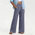 thumbnail image 5 of Karymi Sweatpants Women Elastic High Waist Plaid Wide Leg Pants, Casual Checkered Trousers with Side Pockets, Lightweight Palazzo Pants Women Clothing, 5 of 7