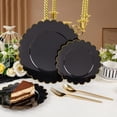thumbnail image 4 of 100pcs Black and Gold Plastic Dinnerware Set - Scalloped Disposable Plates Heavy Duty Gold And Black Plastic Plates Service for 50 Guests,Perfect for Party Birthday Wedding Festival, 4 of 9