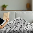 thumbnail image 3 of Yoga Soft Flannel Fleece Throw Blanket, Monochrome Poses from Eastern Technique East Stars Flowers Motifs, Cozy Plush for Indoor and Outdoor Use, 50" x 70", Black White, by Ambesonne, 3 of 5