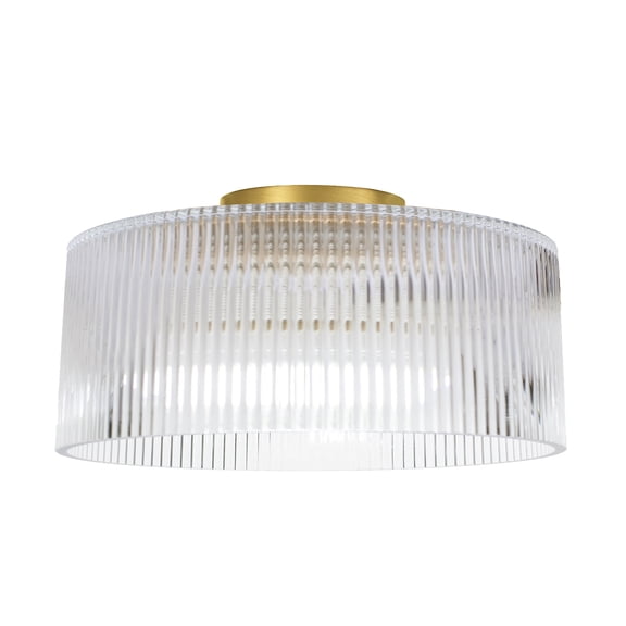 Dainolite 1 Light Flush Mount in Aged Brass w/ Fluted Glass