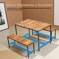 thumbnail image 3 of Juego de Mesa de Comedor con 2 Bancos, Estilo Industrial, Marco de Metal Resistente, Mesa 110x70cm, Diseño Ahorra Espacio para Sala y Cocina, 3 of 6