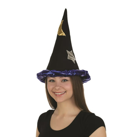 Velvet Wizard Hat Merlin Warlock Sorcerer Medieval Wizardry Costume Accessory