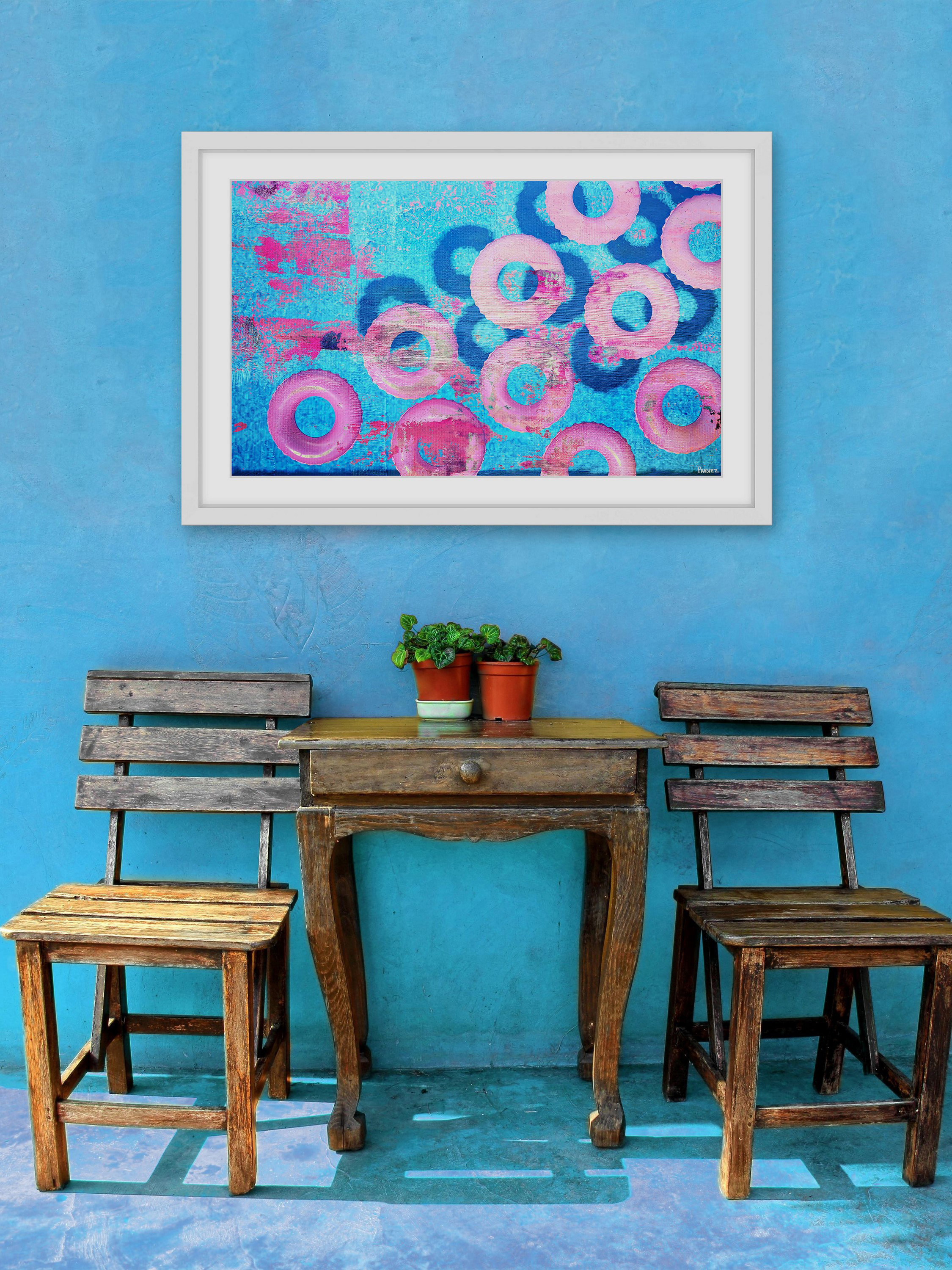"Pink Inflatables" Framed Painting Print