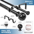 thumbnail image 3 of Urbanest Adjustable Double Curtain Rod Set Fluted Ball Flat Button Finials – 1″ Front & 5/8″ Back Rod With Black Rod, 28–48 Inches, 3 of 6