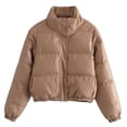 thumbnail image 6 of Women Winter Cropped Puffer Jacket Short Warm Quilted Coat Turtleneck Waterproof Lightweight Outerwear, 6 of 6
