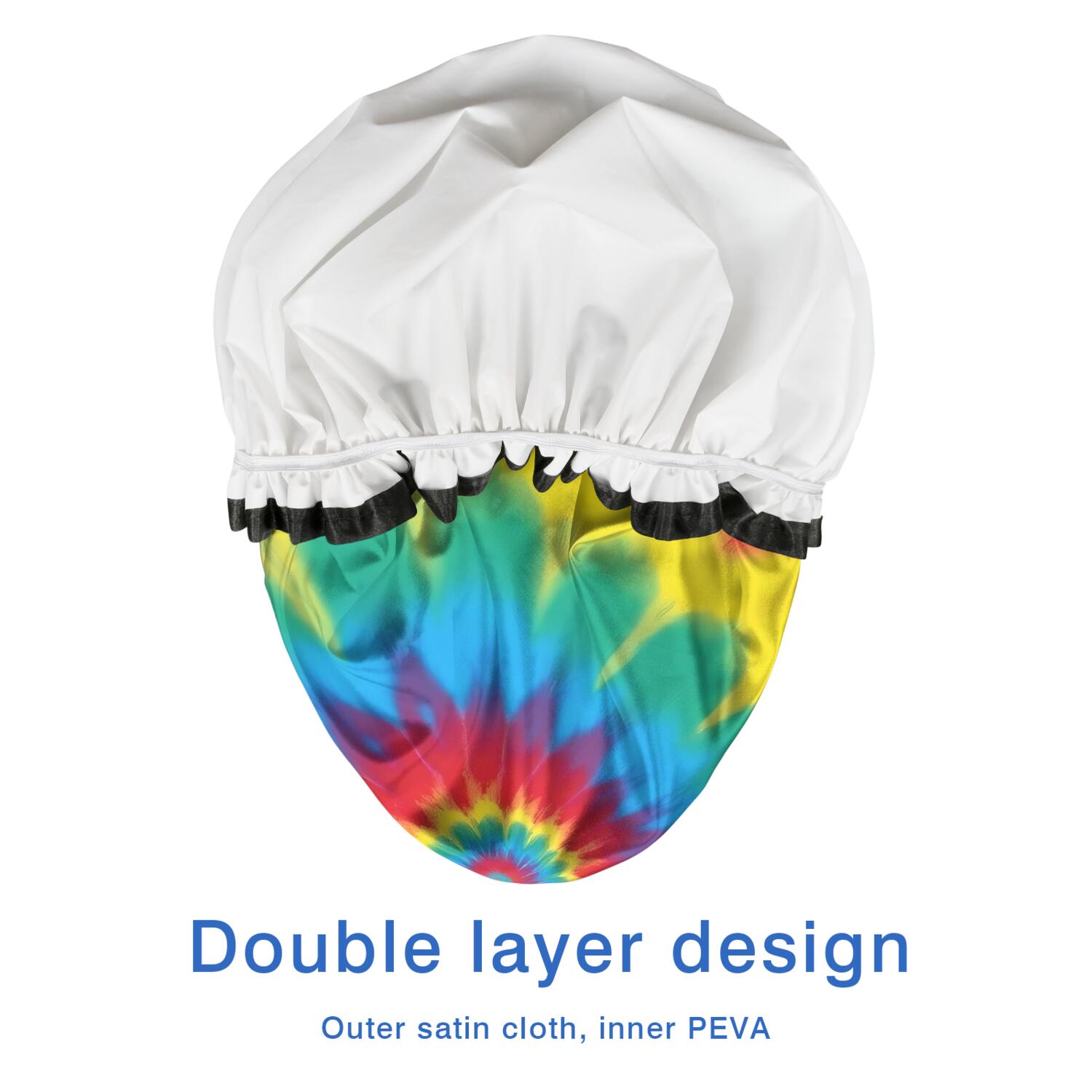 Shower Caps,Colorful Tie Dye Mandala Pattern Waterproof Shower Cap for Women 4 Pieces,Double Reusable Hair Cover for Shower PEVA Elastic Stretch Hem