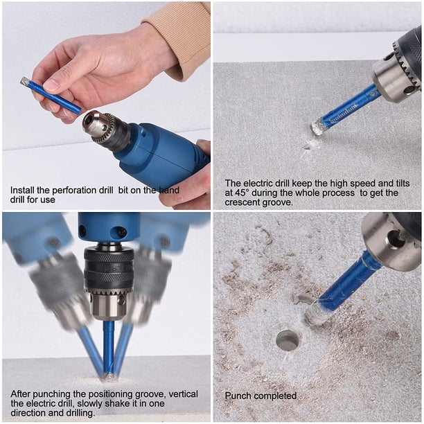 Brocas De Diamante En Seco 4pzs Cerámico Vástago Triangular | Meses Sin