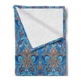 thumbnail image 2 of Blue Soft Flannel Fleece Throw Blanket, Abstract Floral Pattern with Paisley Influences Ornate Curls Swirled Leaves, Cozy Plush for Indoor and Outdoor Use, 50" x 60", Blue Orange Coral, by Ambesonne, 2 of 5