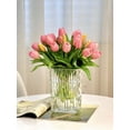 thumbnail image 2 of 10 Pink Flowers Artificial Tulips Silk Fake Flowers 13.5 Inch for Valentine's Day, Easter, Bulk Home Kitchen Wedding Table Decoration, 2 of 5