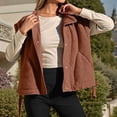thumbnail image 5 of Women'S Fuzzy Fleece Vest Oversized Sleeveless Fall Warm Button Down Gilet Outerwear with Pockets Dark Brown L, 5 of 7