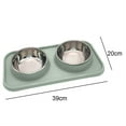 thumbnail image 2 of Double Dog Food Bowls Stainless Steel Food and Water Bowls with Non-Spill Plastic Mat blue, 2 of 5