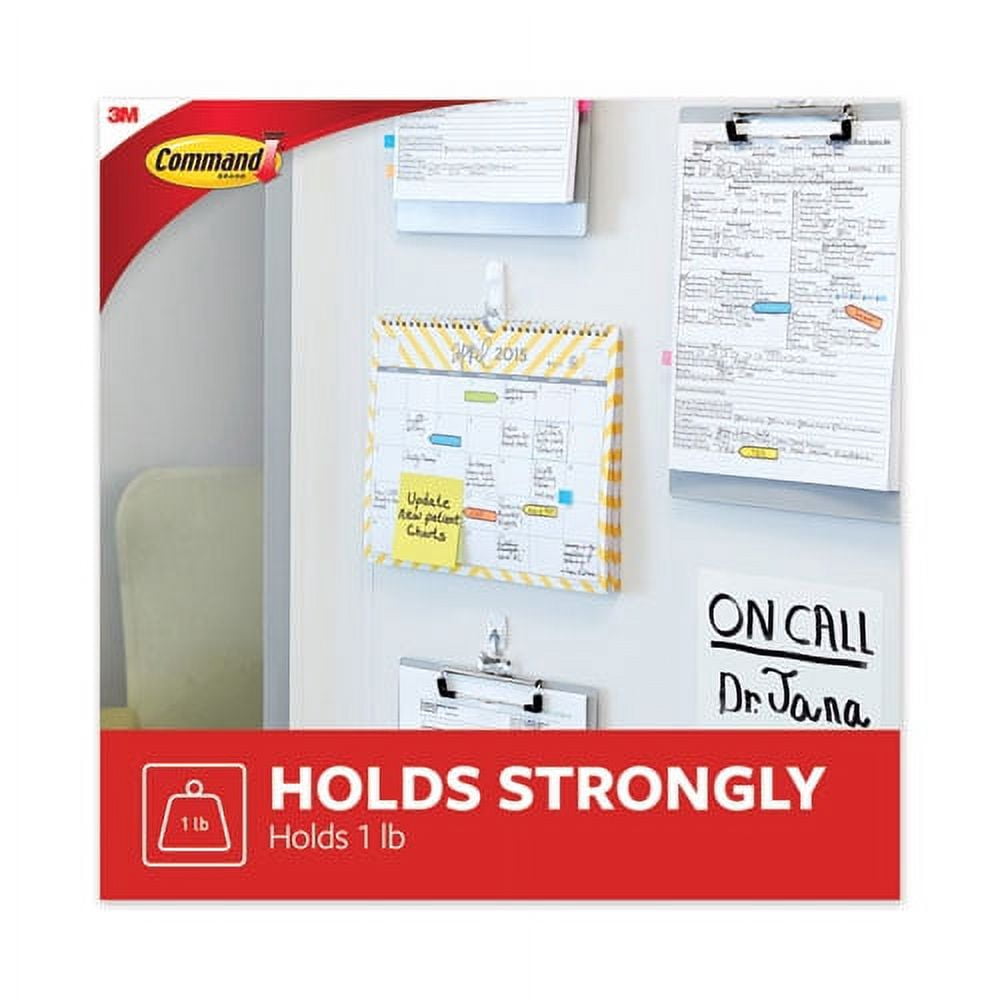 General Purpose Hooks, Small, Plastic, White, 1 Lb Cap, 6 Hooks And 12 Strips/pack | Bundle of 10 Packs