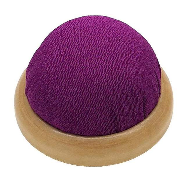 PIN CUSHION =Round Pincushion with Wood Bottom Sewing Pin Needle Holder