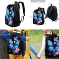 thumbnail image 2 of Yuyamidu Blue Butterfly School Backpack and Lunch Box Set for Kids 8-9, 4 in 1 Middle School Book Bags for 6th Grade Girls with Lunch Bag Pencil Box Water Bottle Holder Large Student Schoolbag, 2 of 5