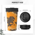 thumbnail image 3 of Portable Thermos Cup Coffee Cup 6.9×3.4in Invisible Ring Easy To Carry For Car Cafe Office Home Texture Camo Army Orange_2, 3 of 8