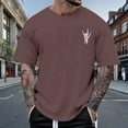 thumbnail image 2 of TSADFHJI Chemises pour Hommes Manches Courtes Automne Printemps et Été Imprimé Manches Courtes Col Rond T-Shirt Tendance Mode m Café, 2 of 6