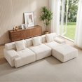 thumbnail image 2 of 118" Chenille Boneless Sectional Sofa, 3-Seater Modern Modular Cloud Couch With Removable Ottoman, No Assembly Required, Beige, 2 of 7