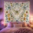 thumbnail image 2 of Moth with Lush Botanical Wreath on Cream Background, Mystical Illustration for Nature Lovers, Vintage Floral Art Decor Housewarming Gift, Tapestry Wall Hanging for Bedroom and Living Room, 2 of 7