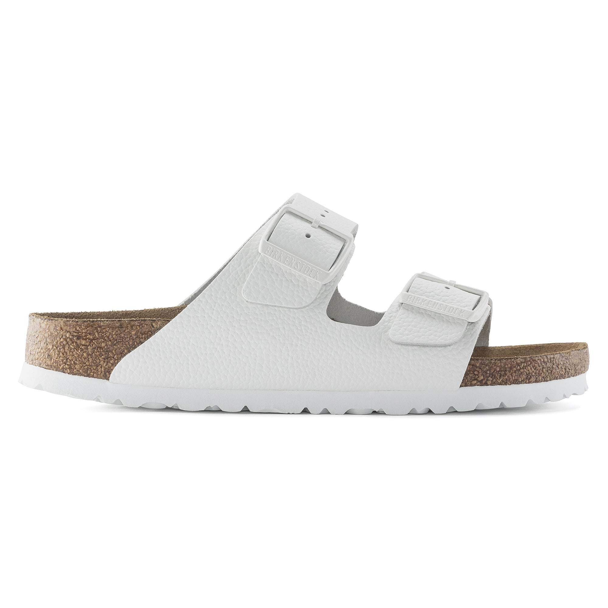Birkenstock Arizona Soft Footbed White Leather Sandals – Unisex Two-Strap Slides with Contoured Cork-Latex Footbed Support