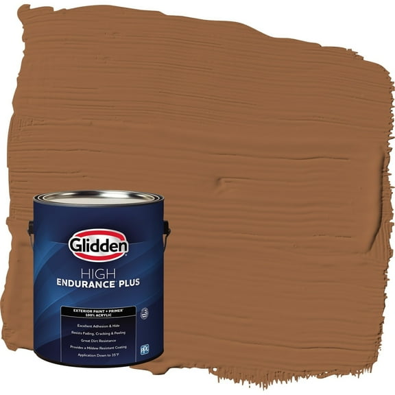 Glidden HEP Cinnamon Stick / Orange Flat Exterior Paint with Primer, 1 Gallon