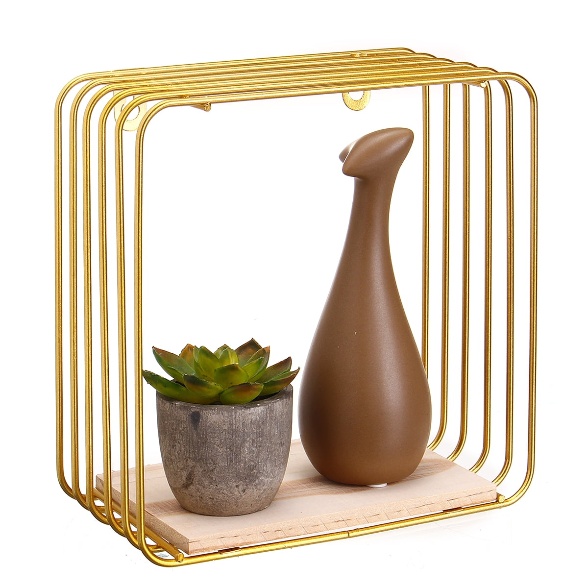 Gold Mounted Shelf Metal Storage Holder Art Deco Round Iron Display Wall Hanging For Home