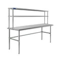 thumbnail image 2 of 30" x 60" Stainless Steel Open Base Table With 18" Wide Double Tier Overshelf | Metal Kitchen Prep Table & Shelving Combo, 2 of 8