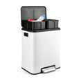 thumbnail image 1 of Stainless steel dual 4 gal (2 x 15l) trash can - rectangular hands - free kitchen steel pedal recycle bin con lid y inner buckets, 1 of 6